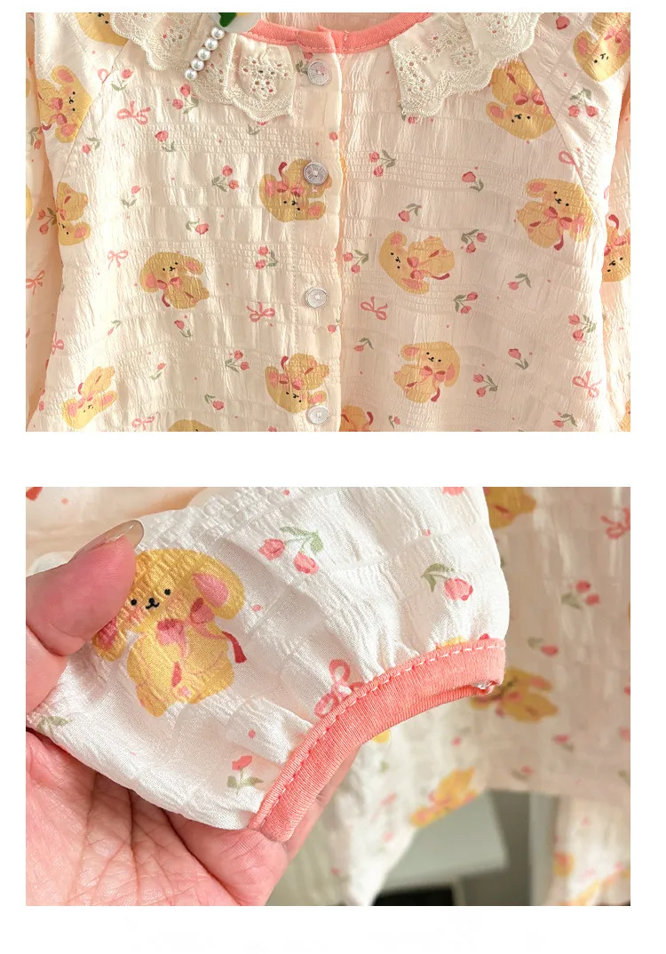 Cute Pajamas For Girls Cotton Kids Sleepwear Sweet Style Homewear