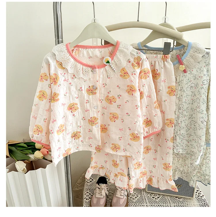 Cute Pajamas For Girls Cotton Kids Sleepwear Sweet Style Homewear