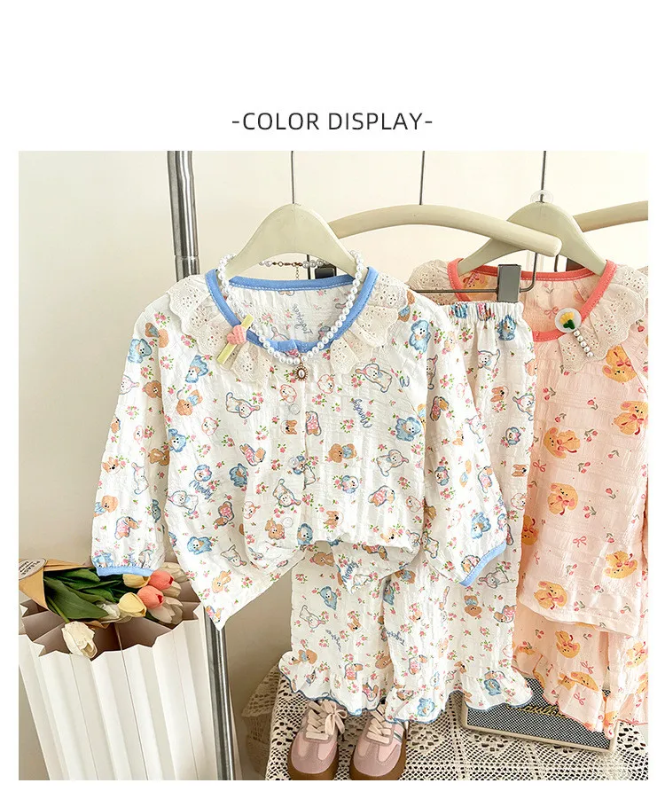 Cute Pajamas For Girls Cotton Kids Sleepwear Sweet Style Homewear