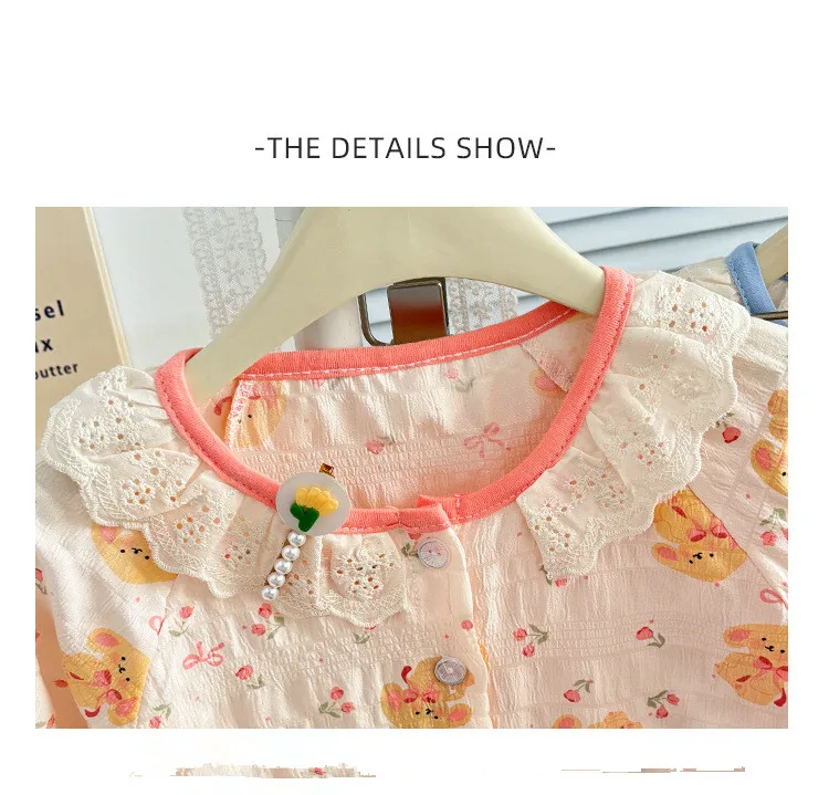 Cute Pajamas For Girls Cotton Kids Sleepwear Sweet Style Homewear