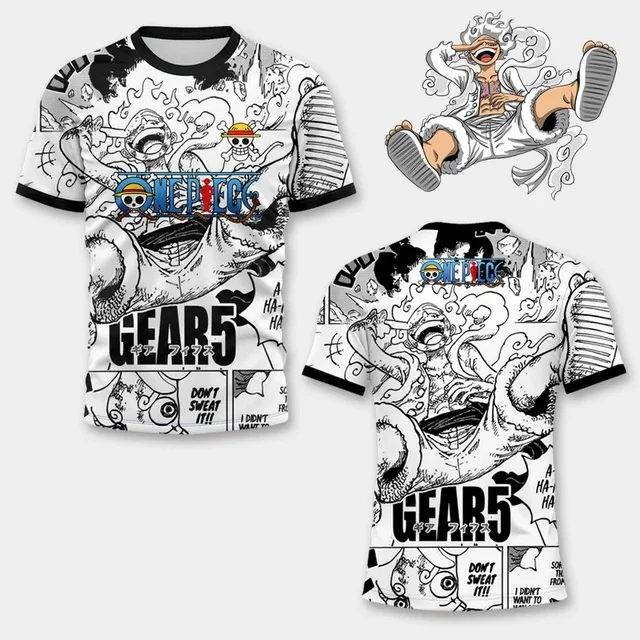 2026 Anime One Piece Luffy Gear5 Football Jersey Summer Oversize Breathable Vintage Fashion Sport Women Men Cosplay Tshirt