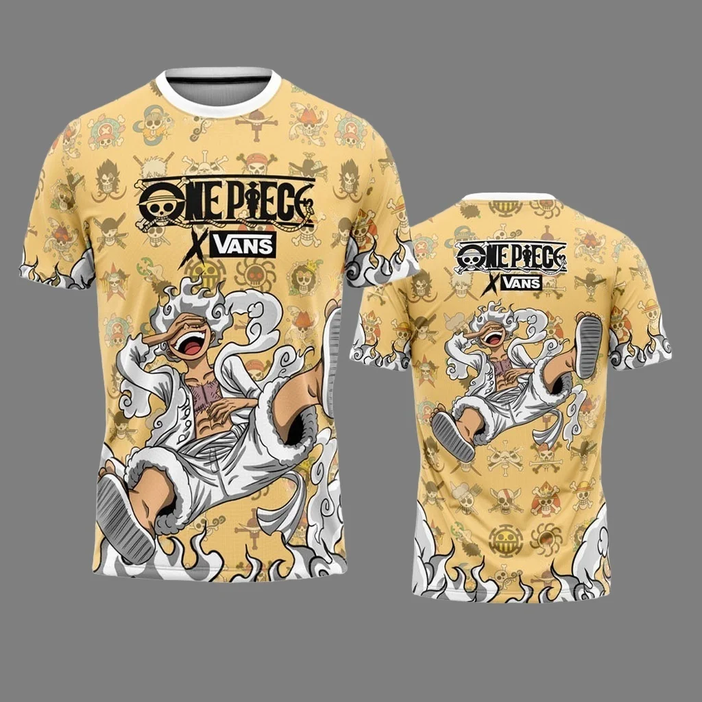2026 Anime One Piece Luffy Gear5 Football Jersey Summer Oversize Breathable Vintage Fashion Sport Women Men Cosplay Tshirt