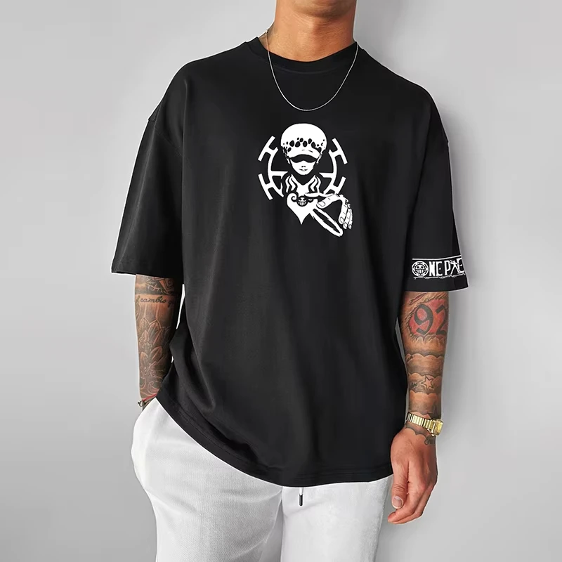 ONE PIECE 2026 New Hot Sale Men's T-shirt Trafalgar Law Japanese Anime Summer Loose Cotton Y2K Harajuku