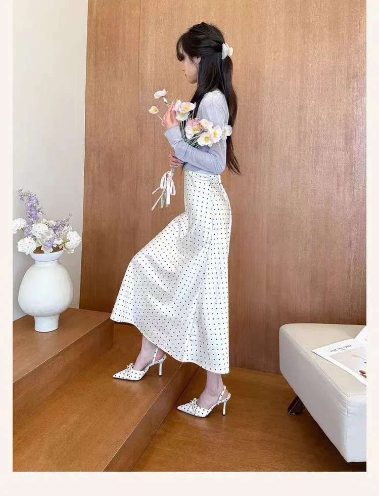 2026 Fashion New French Polka Dot Pointed Toe Baotou Sandals Women's Stiletto High-end Women's Sandals