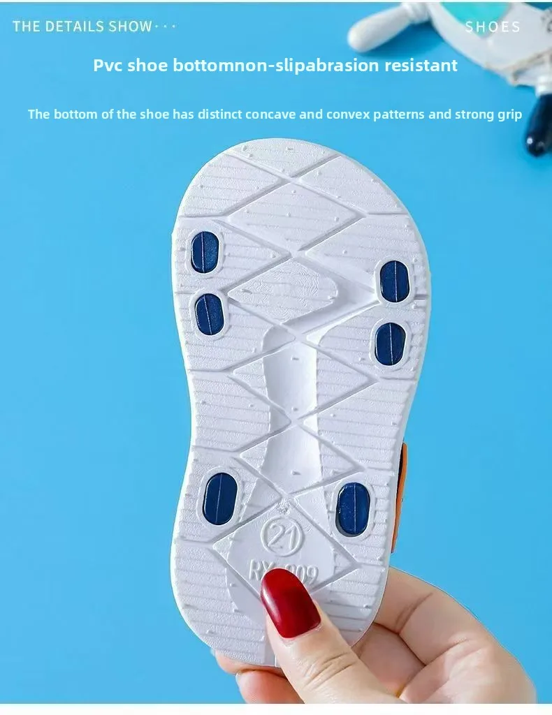 2026 Summer Korean Style Kids Sandals Non-slip Soft Sole Adjustable Hook Loop Beach Shoes For Boys Girls
