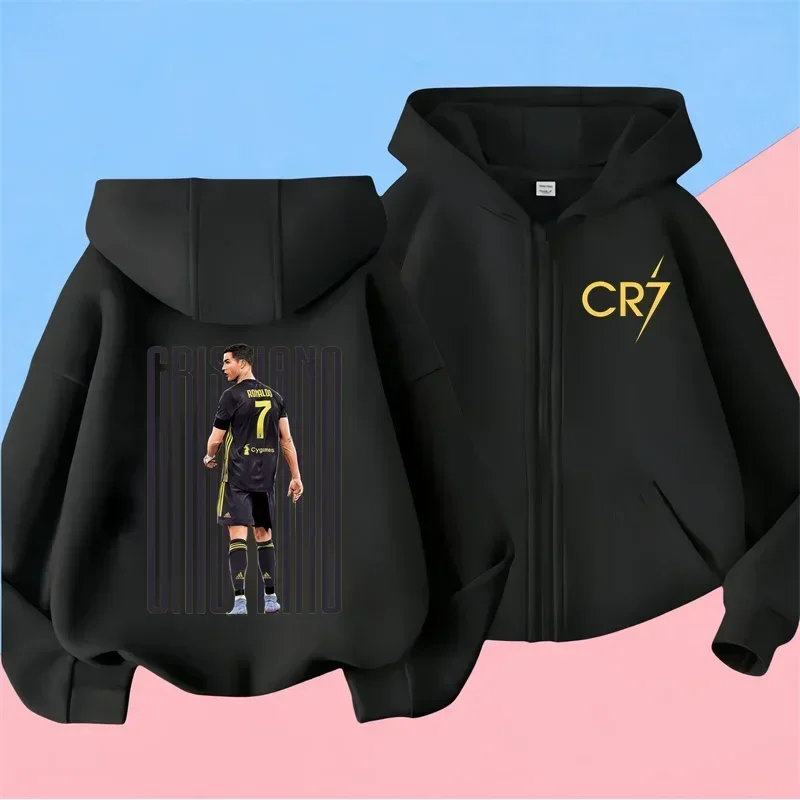 Ronaldo Sweatshirts for Baby CR7 Children Top Football Star Back to School Zipper Hoodie Children's Boy's Clothing Messi Boys。