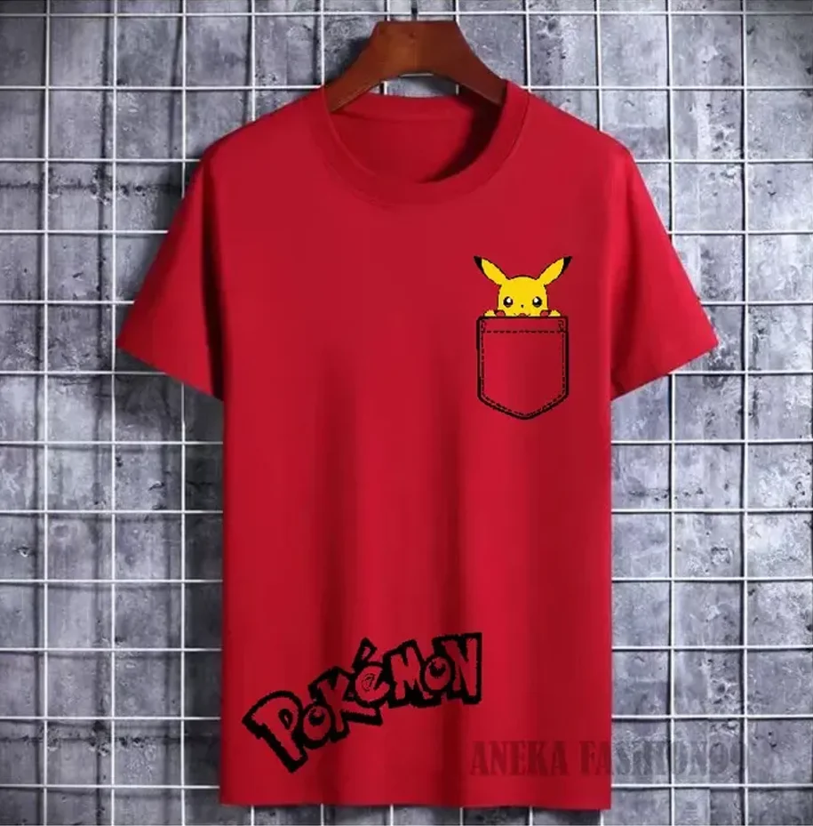 2026 Summer Pokémon Anime Pikachu 100% Pure Cotton Printed T-shirt Men Harajuku Loose Casual Versatile Short-sleeved Top Y2k