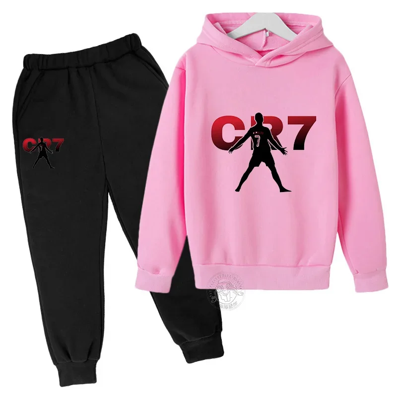2024 Boys Spring and Autumn Football Idol CR7 clothing 2 hoodies + pantsuits Children 3-13 years old casual sportswear children
