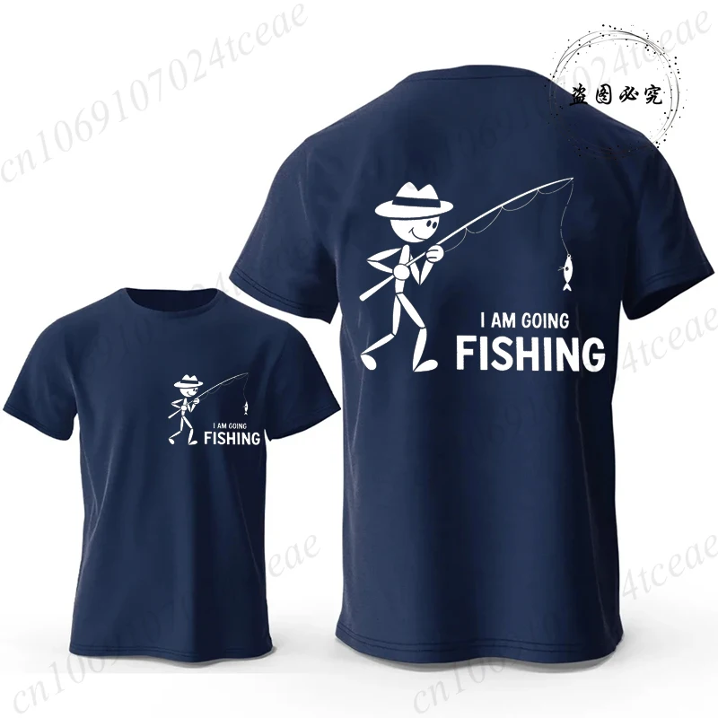 Men's I Am Going Fishing Printed T-Shirt Casual Short Sleeve O-Neck Tops Graphic Tee for Men Fashion Casual Summer Streetwear