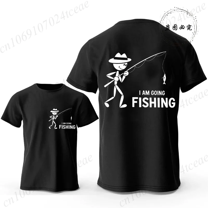 Men's I Am Going Fishing Printed T-Shirt Casual Short Sleeve O-Neck Tops Graphic Tee for Men Fashion Casual Summer Streetwear