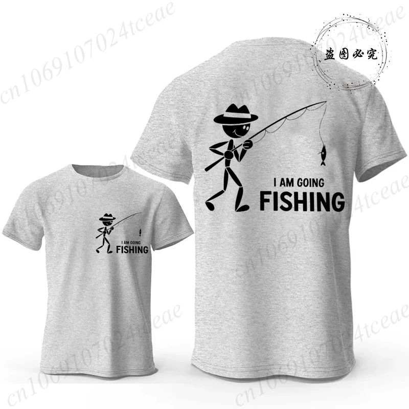 Men's I Am Going Fishing Printed T-Shirt Casual Short Sleeve O-Neck Tops Graphic Tee for Men Fashion Casual Summer Streetwear