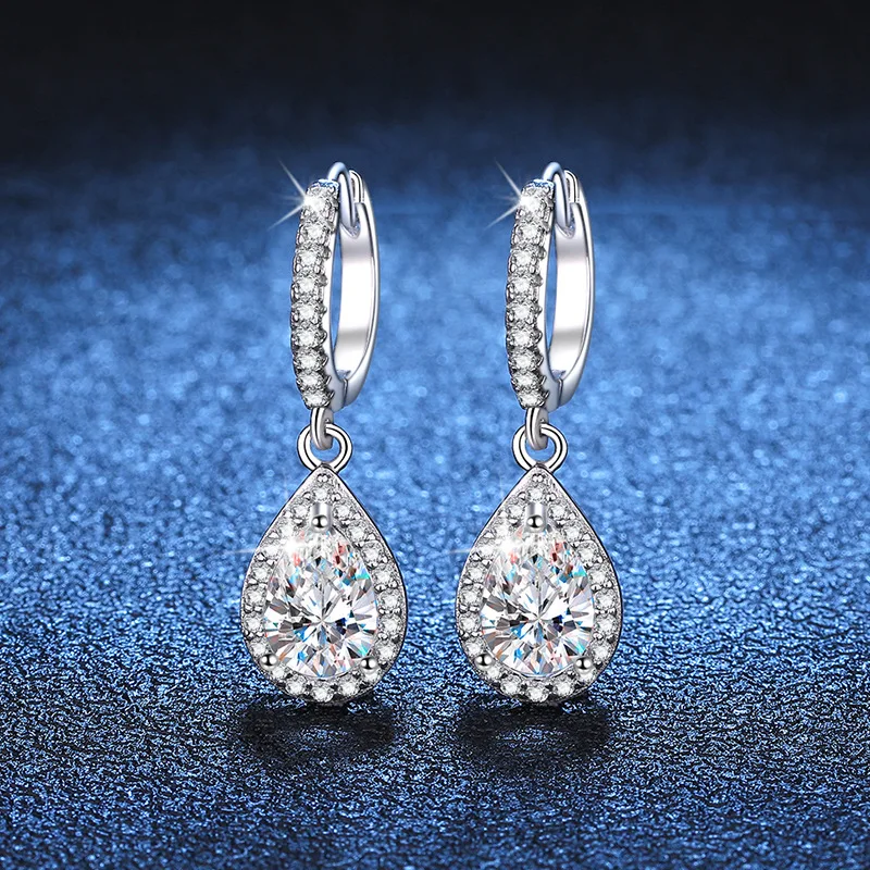 5*8mm Pear Moissanite Water Drop Earrings S925 Silver D Color Lab Diamond for Women Wedding Jewelry Gift