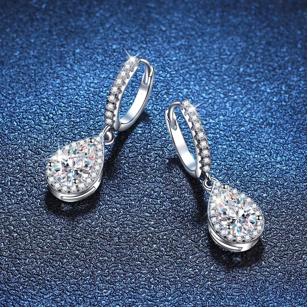 5*8mm Pear Moissanite Water Drop Earrings S925 Silver D Color Lab Diamond for Women Wedding Jewelry Gift