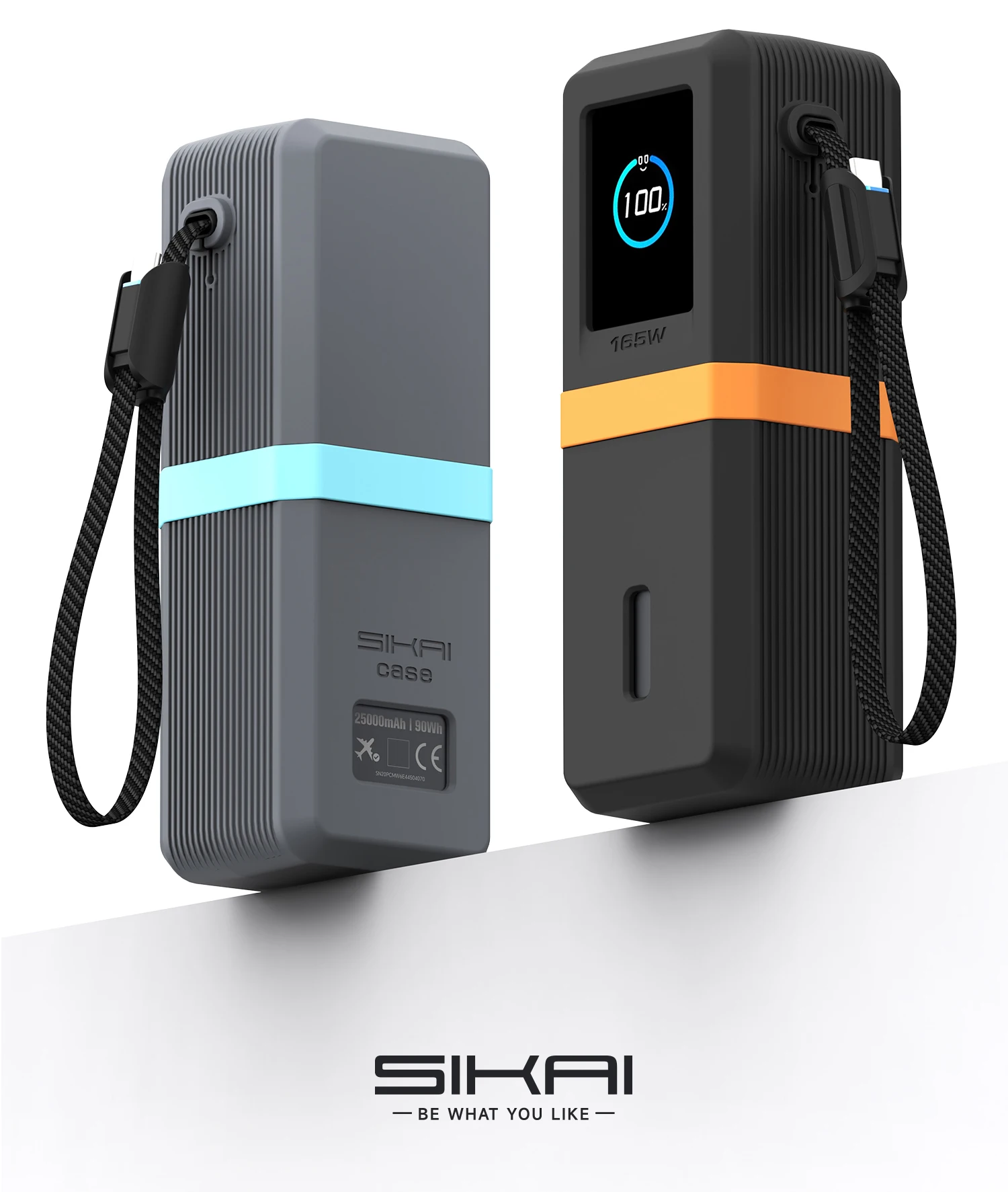 SIKAI Silicone Power Bank Case for Anker Zolo 165W (25000mAh) PowerBank Shockproof Cover with Cable Organizer Ring Lanyard Hole