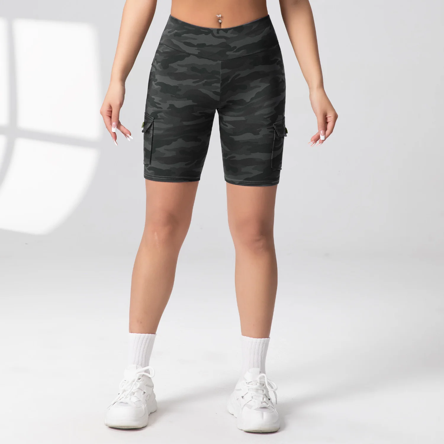 1/3PCS Summer Peach Butt Fitness Shorts Women's Exercise Cargo Air Dry Pocket Yoga Tight Five-Quarter Pants
