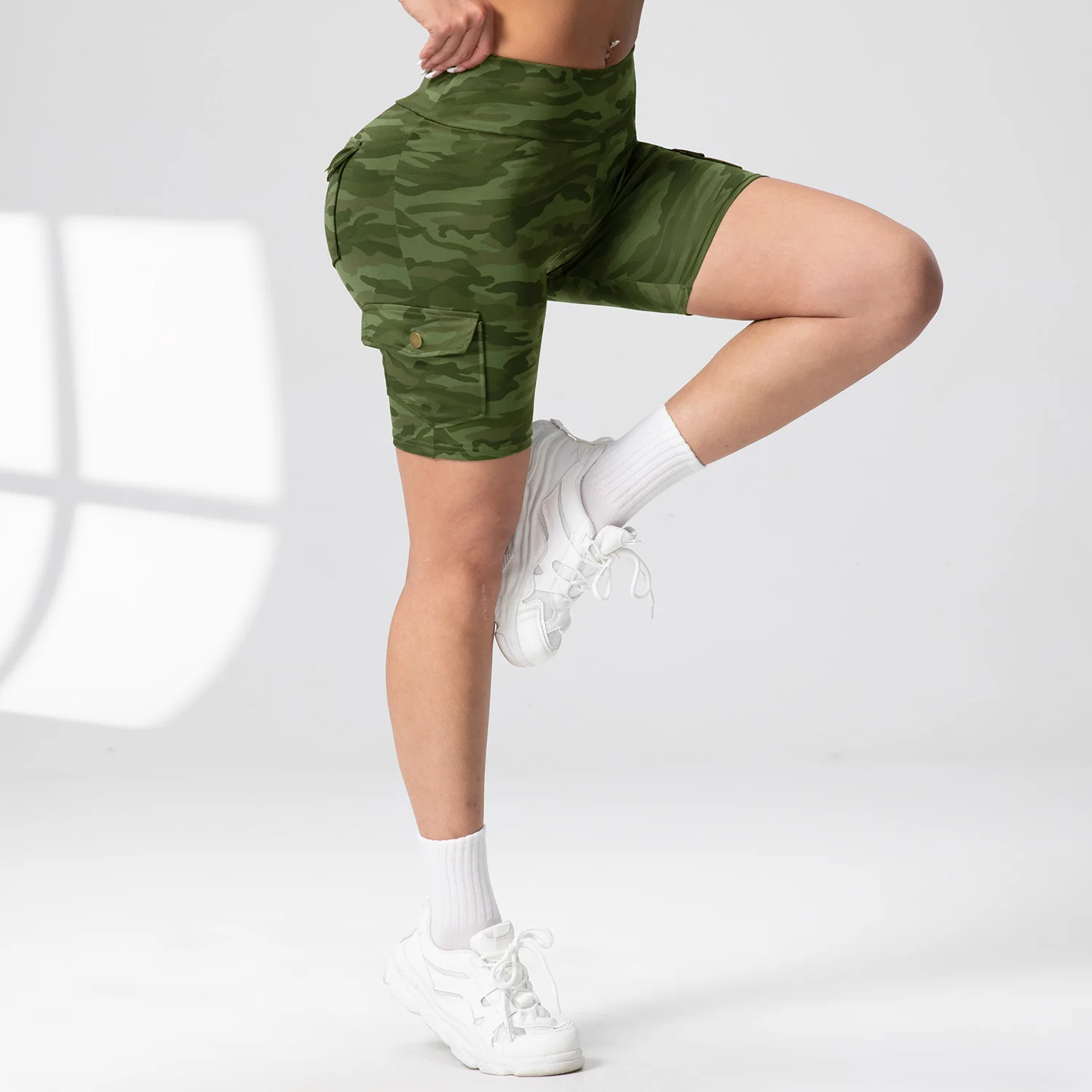 1/3PCS Summer Peach Butt Fitness Shorts Women's Exercise Cargo Air Dry Pocket Yoga Tight Five-Quarter Pants