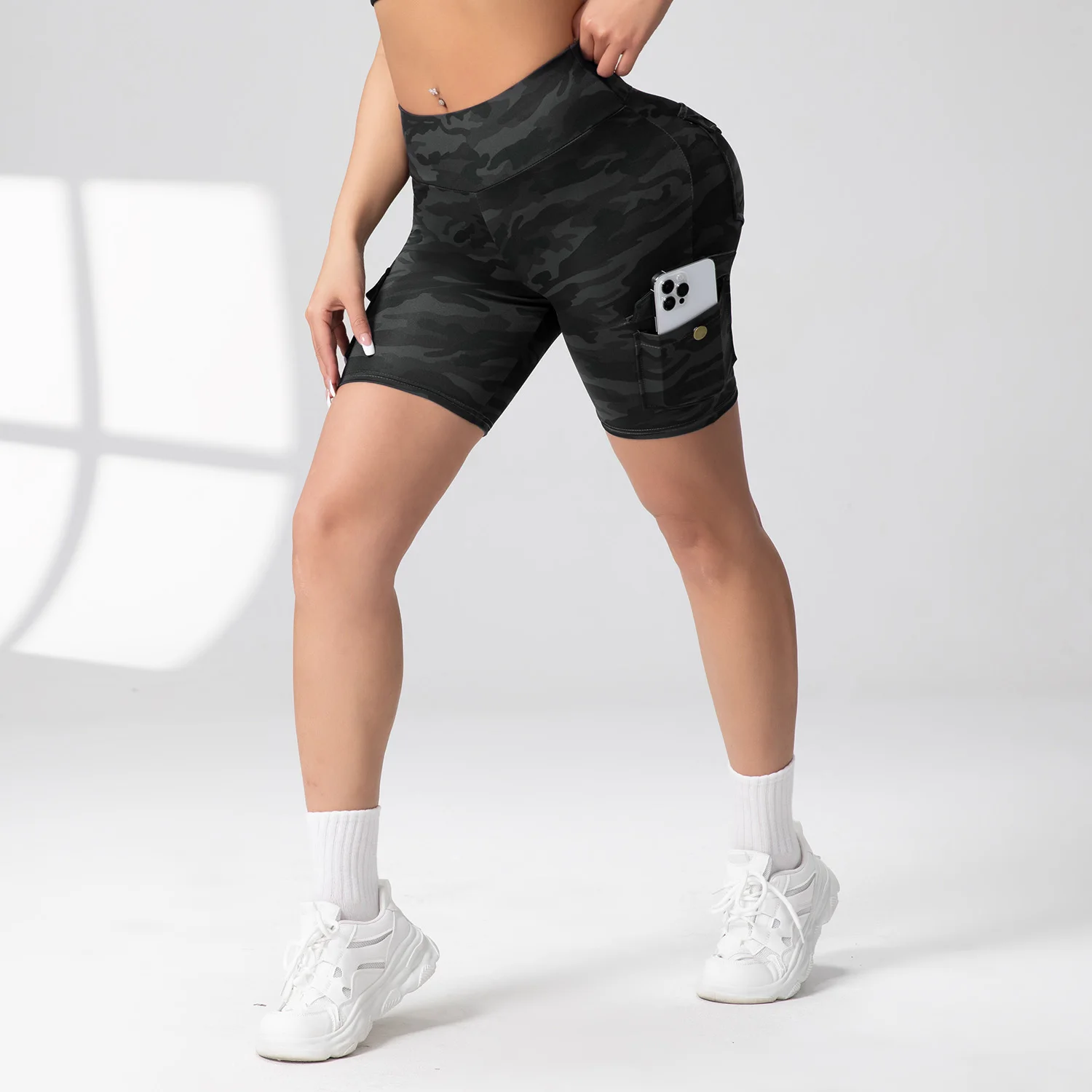 1/3PCS Summer Peach Butt Fitness Shorts Women's Exercise Cargo Air Dry Pocket Yoga Tight Five-Quarter Pants