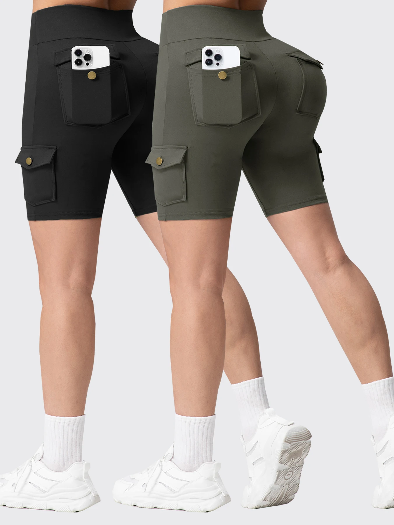 1/3PCS Summer Peach Butt Fitness Shorts Women's Exercise Cargo Air Dry Pocket Yoga Tight Five-Quarter Pants
