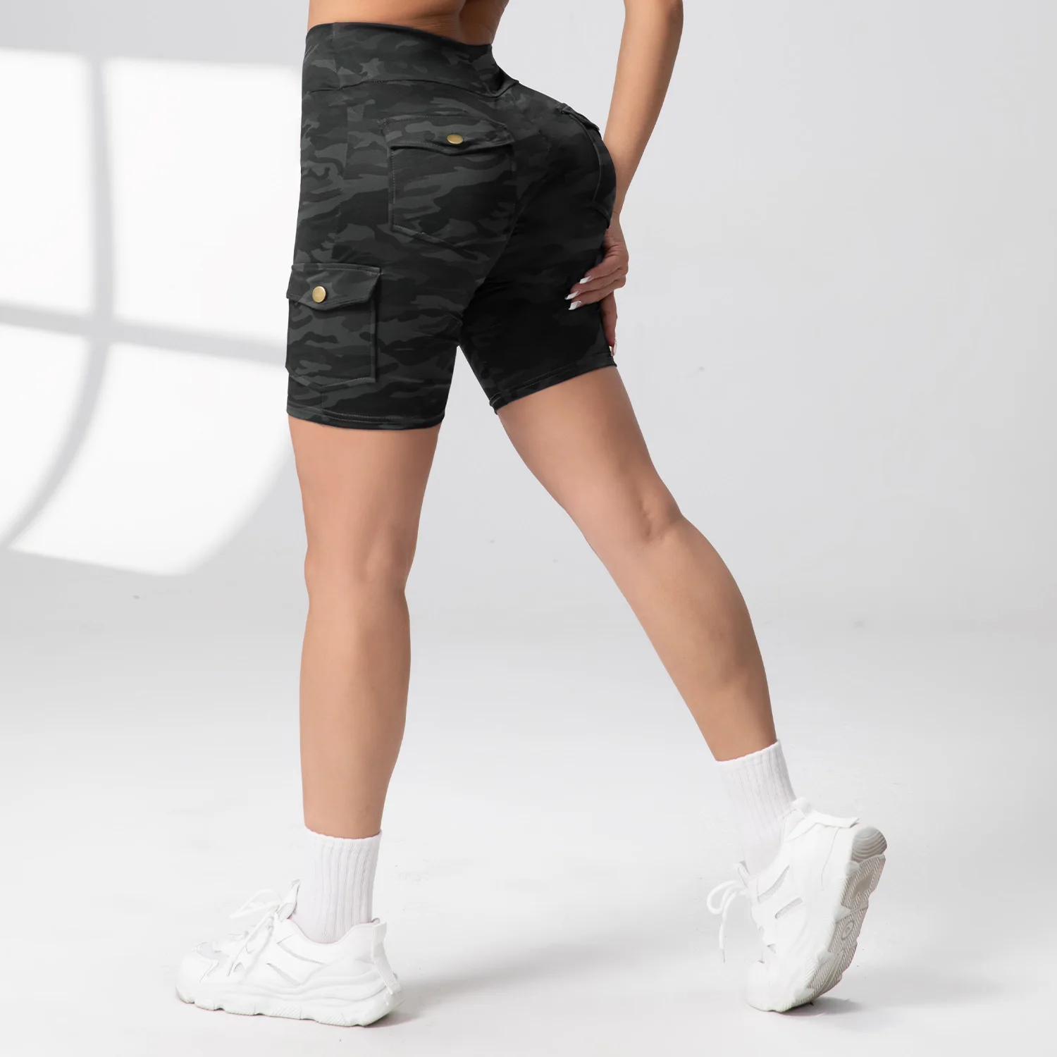 1/3PCS Summer Peach Butt Fitness Shorts Women's Exercise Cargo Air Dry Pocket Yoga Tight Five-Quarter Pants