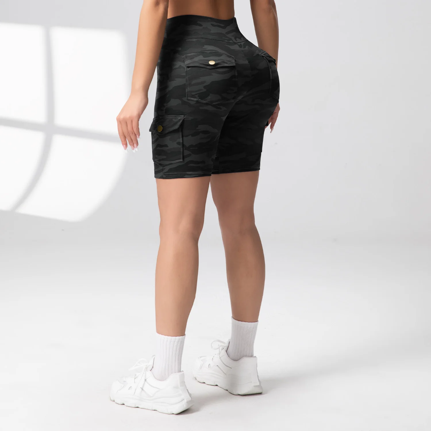 1/3PCS Summer Peach Butt Fitness Shorts Women's Exercise Cargo Air Dry Pocket Yoga Tight Five-Quarter Pants