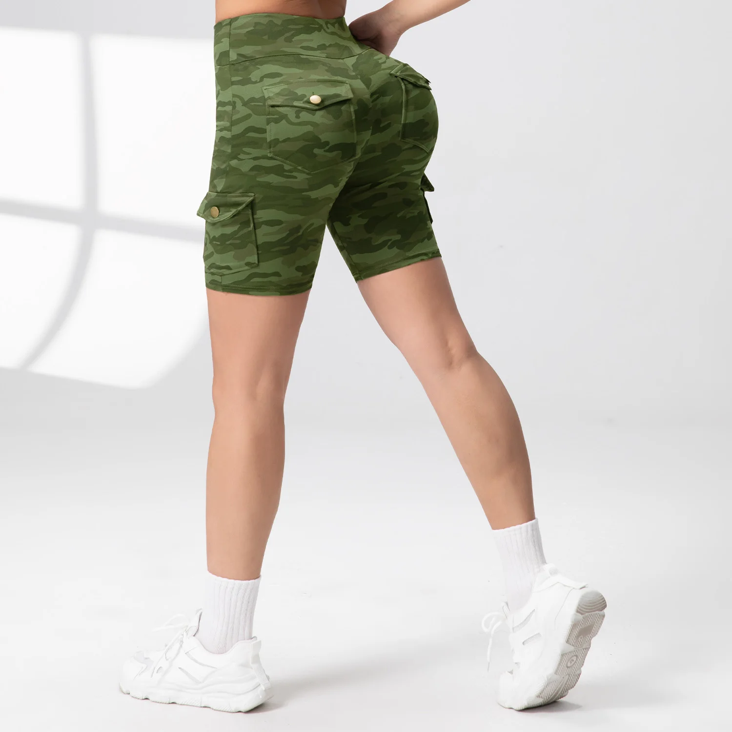 1/3PCS Summer Peach Butt Fitness Shorts Women's Exercise Cargo Air Dry Pocket Yoga Tight Five-Quarter Pants
