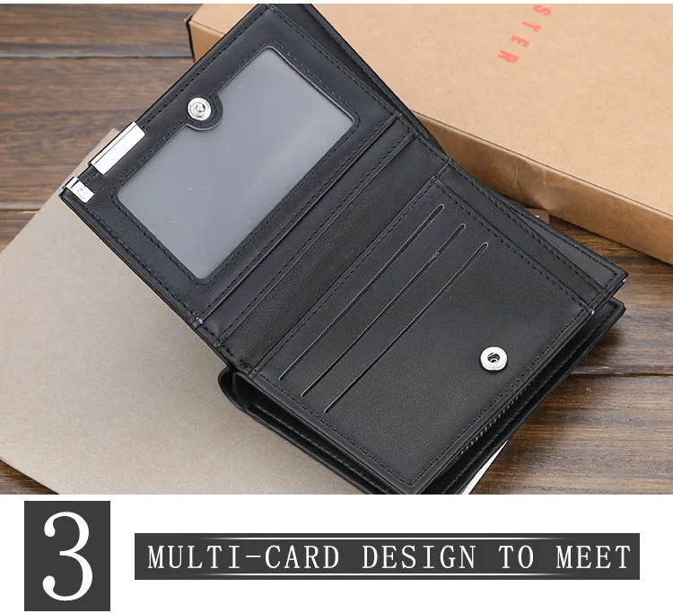 Baellerry Men's Slim Short Wallet with Card Clips Zipper Closure Multi-Card Slots PU Leather Large Capacity for Daily Use