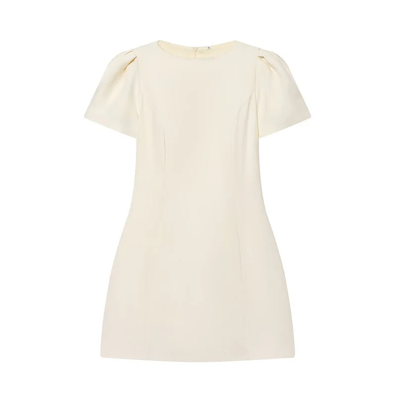MUJER 2026 Pleated Short Dresses for Women Yellow Holiday Women's Dresses Elegant Party Dresses Woman Short Sleeve Formal Dress