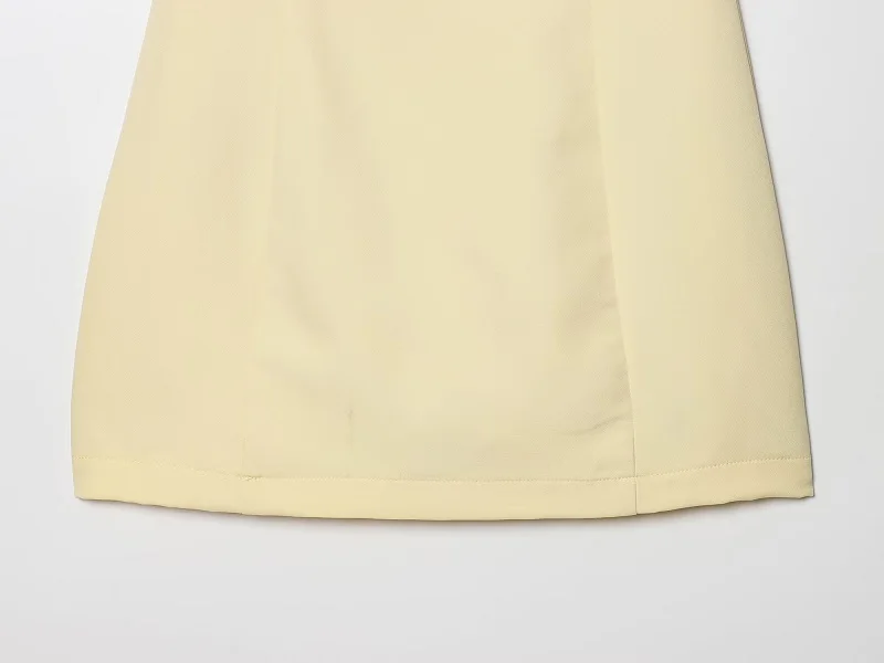 MUJER 2026 Pleated Short Dresses for Women Yellow Holiday Women's Dresses Elegant Party Dresses Woman Short Sleeve Formal Dress