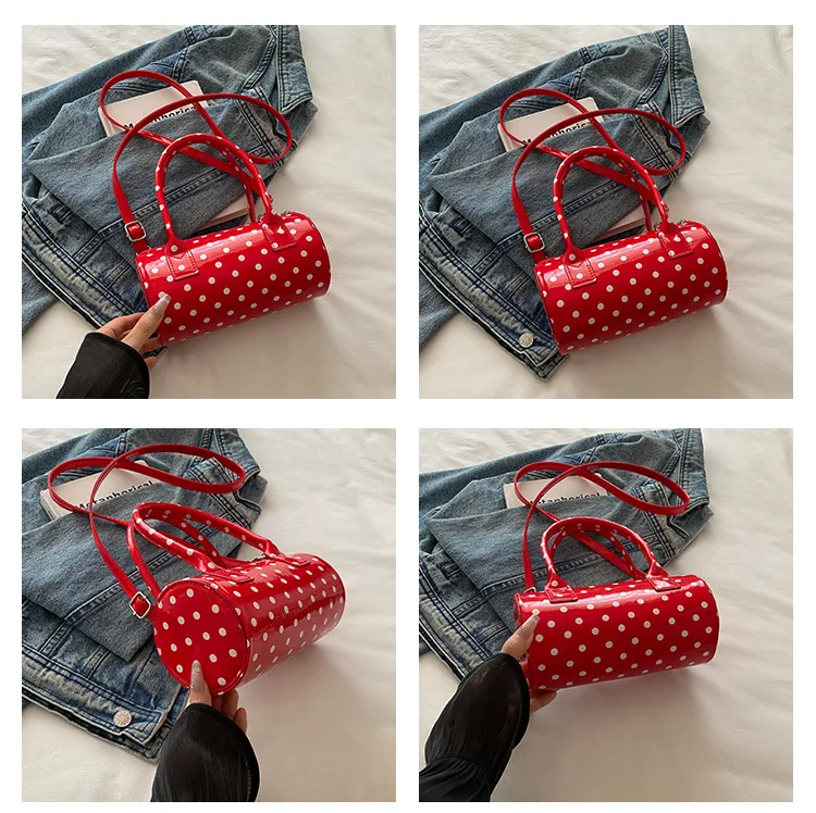 New French Vintage Shoulder Bag for Women Fashion Crossbody Bag Mini Pillow Handbag Polka Dot Tote Ladies Casual Underarm Bag