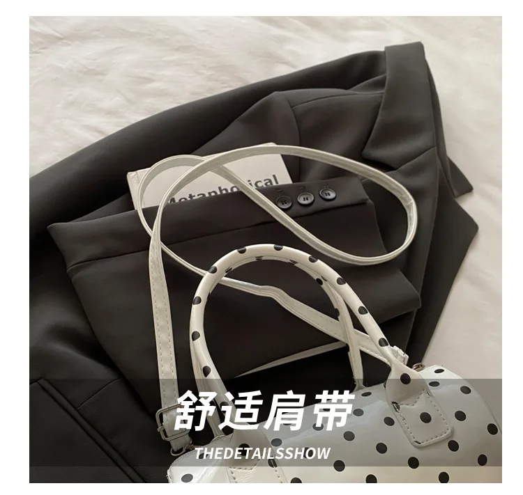 New French Vintage Shoulder Bag for Women Fashion Crossbody Bag Mini Pillow Handbag Polka Dot Tote Ladies Casual Underarm Bag