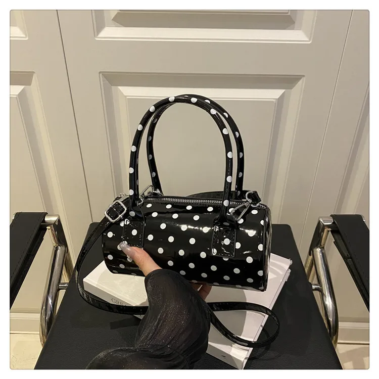 New French Vintage Shoulder Bag for Women Fashion Crossbody Bag Mini Pillow Handbag Polka Dot Tote Ladies Casual Underarm Bag