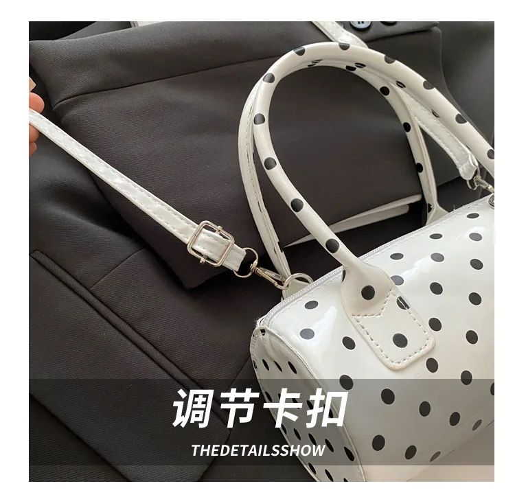 New French Vintage Shoulder Bag for Women Fashion Crossbody Bag Mini Pillow Handbag Polka Dot Tote Ladies Casual Underarm Bag
