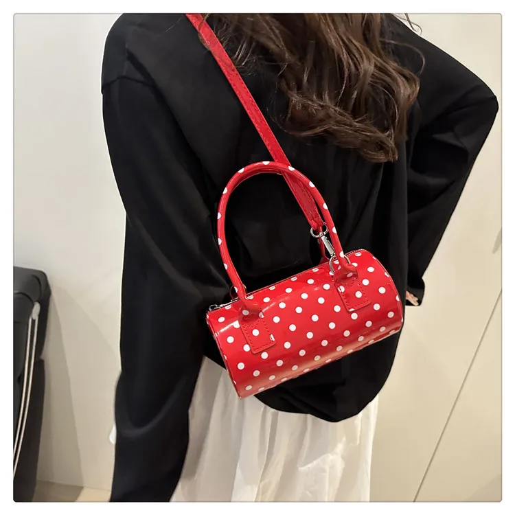 New French Vintage Shoulder Bag for Women Fashion Crossbody Bag Mini Pillow Handbag Polka Dot Tote Ladies Casual Underarm Bag