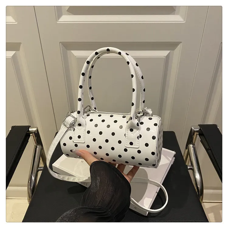 New French Vintage Shoulder Bag for Women Fashion Crossbody Bag Mini Pillow Handbag Polka Dot Tote Ladies Casual Underarm Bag