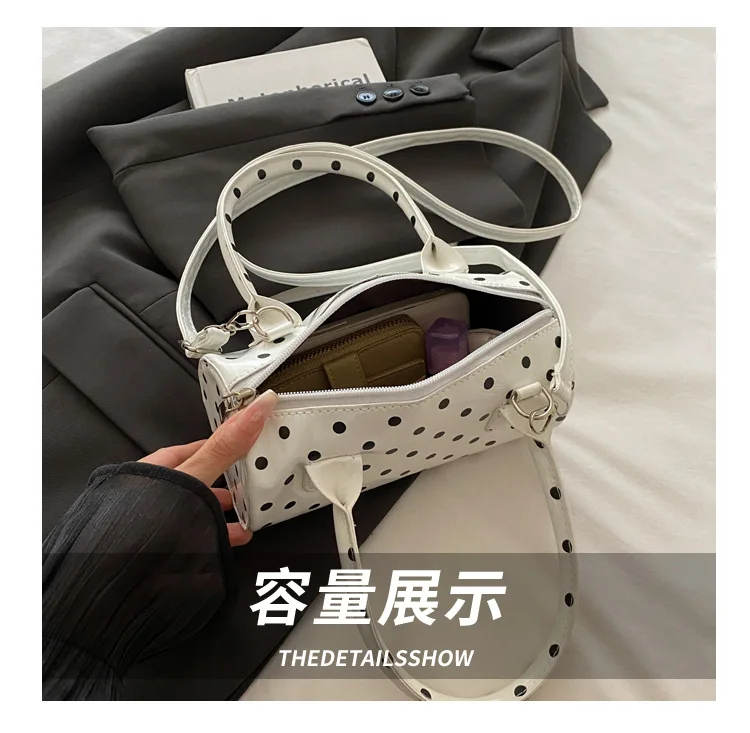 New French Vintage Shoulder Bag for Women Fashion Crossbody Bag Mini Pillow Handbag Polka Dot Tote Ladies Casual Underarm Bag