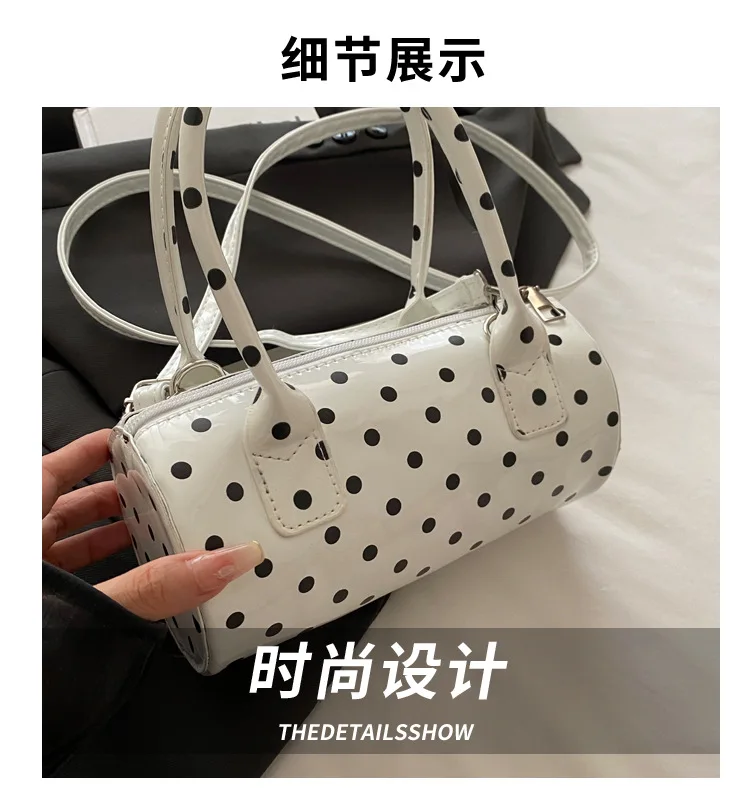 New French Vintage Shoulder Bag for Women Fashion Crossbody Bag Mini Pillow Handbag Polka Dot Tote Ladies Casual Underarm Bag
