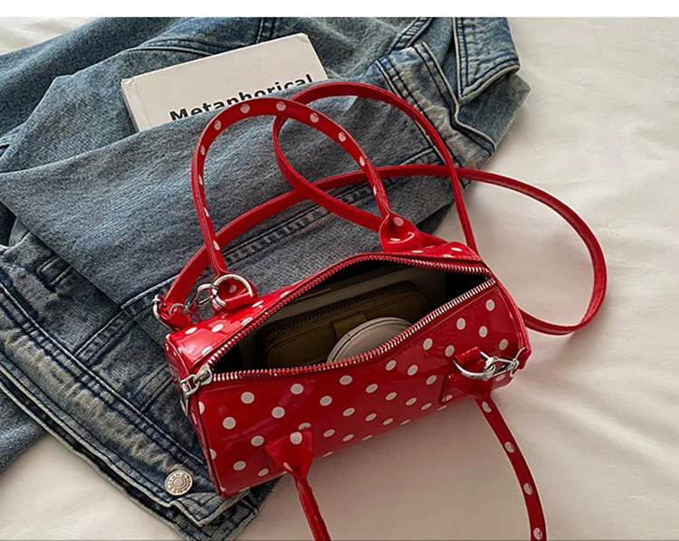 New French Vintage Shoulder Bag for Women Fashion Crossbody Bag Mini Pillow Handbag Polka Dot Tote Ladies Casual Underarm Bag
