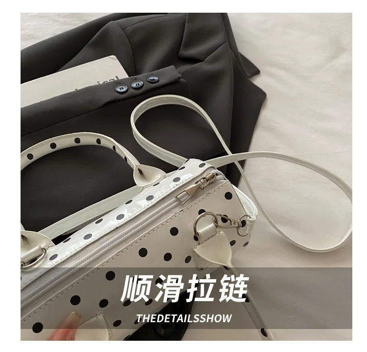 New French Vintage Shoulder Bag for Women Fashion Crossbody Bag Mini Pillow Handbag Polka Dot Tote Ladies Casual Underarm Bag
