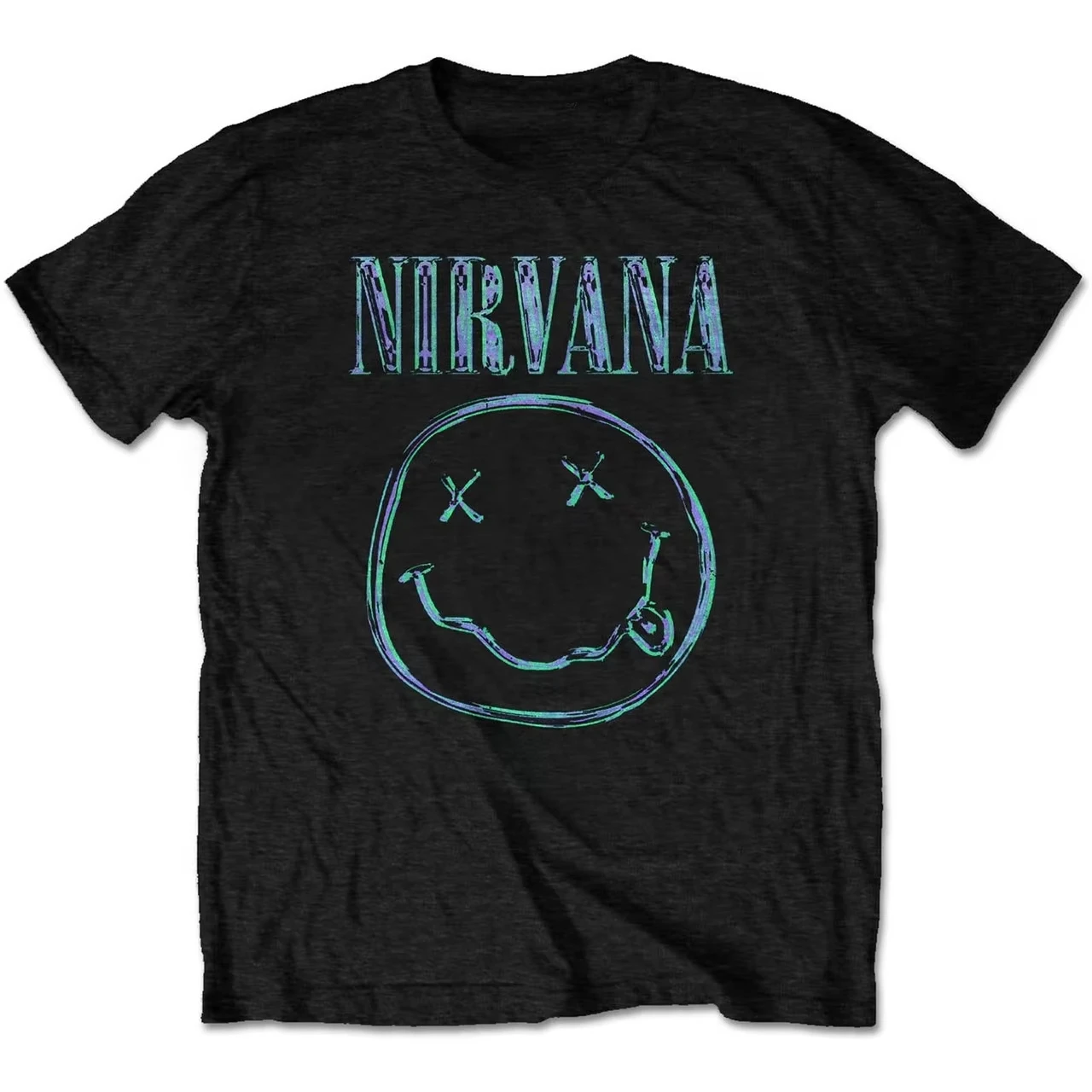 NIRVANA Smiley Face graphics 100%cotton unisex shirt 2026 Summer O-neck Men Y2k Short Sleeve Retro rock fashion Tshirt fan gift