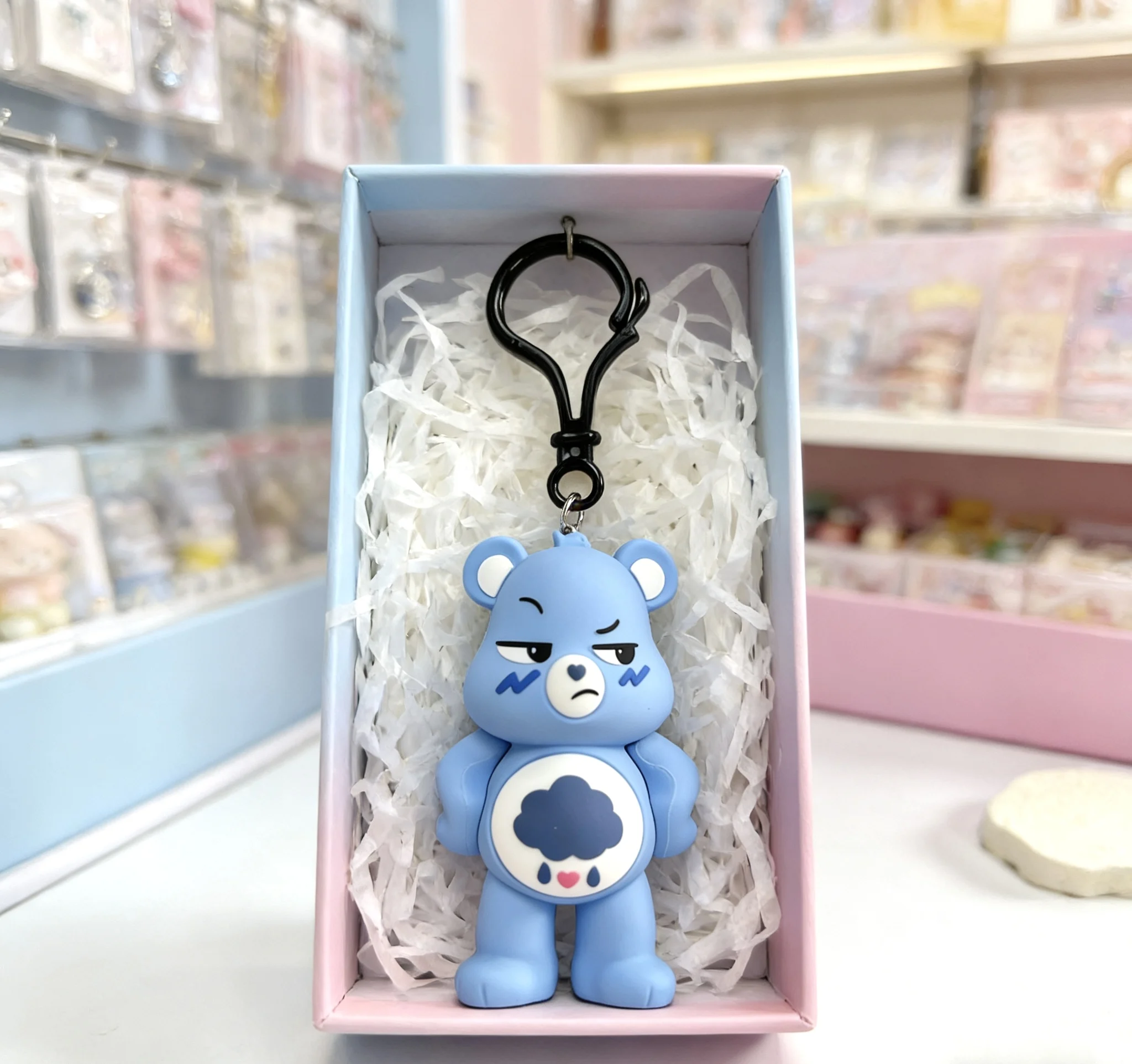 Care Bears Grumpy Bear 3D Keychain – Cute Blue Bear Bag Charm for Keys & Bags