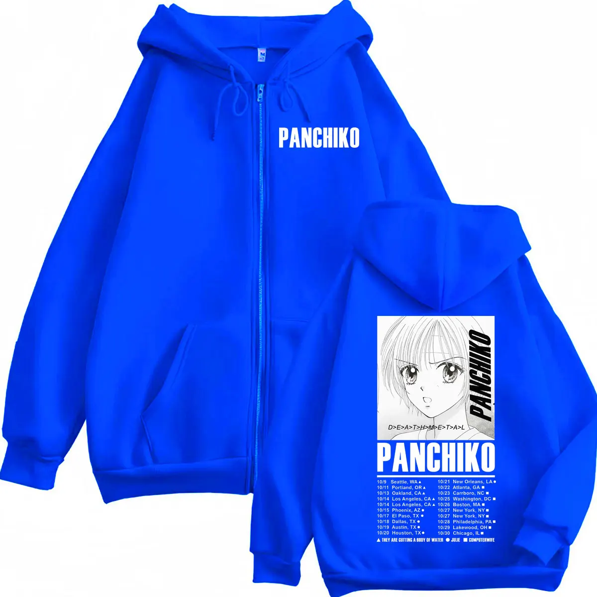 Panchiko DEATHMETAL Album Poster Print Zipper Hoodie Fashion Rock Zip Up Hooded Sweatshirts Men Women Casual Oversized Pullovers