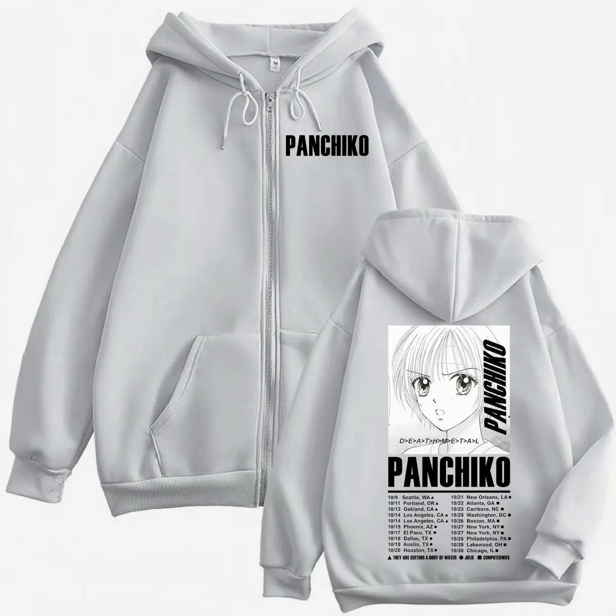 Panchiko DEATHMETAL Album Poster Print Zipper Hoodie Fashion Rock Zip Up Hooded Sweatshirts Men Women Casual Oversized Pullovers