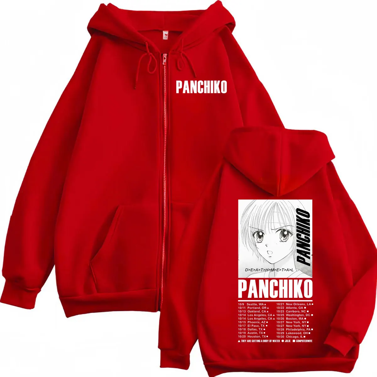 Panchiko DEATHMETAL Album Poster Print Zipper Hoodie Fashion Rock Zip Up Hooded Sweatshirts Men Women Casual Oversized Pullovers