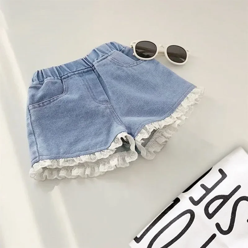 Trendy Summer Denim Shorts Baby Girls Korean Style Thin Comfortable Kids Casual Outfits