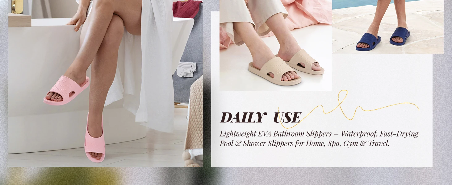 Smile Super Soft Shower Slippers For Women Men Light Non-slip Indoor Slides Quick Drying Bathroom Slippers With Arch Support
