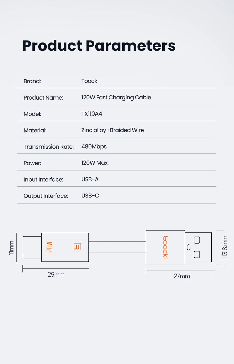 Toocki 120W 6A High-Speed Turbo Fast Charge USB Type C Cable for Xiaomi Mi 15 Pro Redmi Super VOOC USB C Wire for OPPO Find Vivo