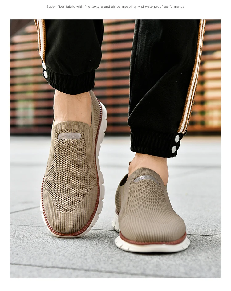 Summer New Men's Sports Shoes Breathable Mesh Cloth Shoes Outdoor Casual Shoes Men's Non-Slip Flying Woven Shoes Plus Size 50