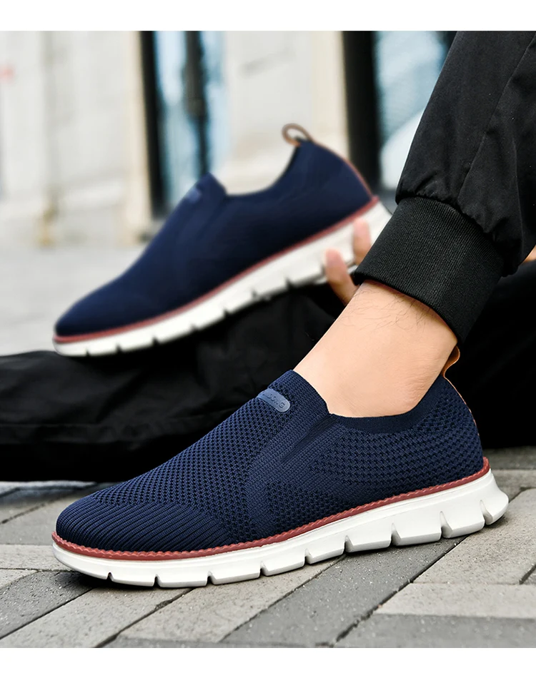 Summer New Men's Sports Shoes Breathable Mesh Cloth Shoes Outdoor Casual Shoes Men's Non-Slip Flying Woven Shoes Plus Size 50
