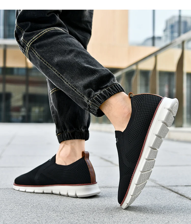 Summer New Men's Sports Shoes Breathable Mesh Cloth Shoes Outdoor Casual Shoes Men's Non-Slip Flying Woven Shoes Plus Size 50