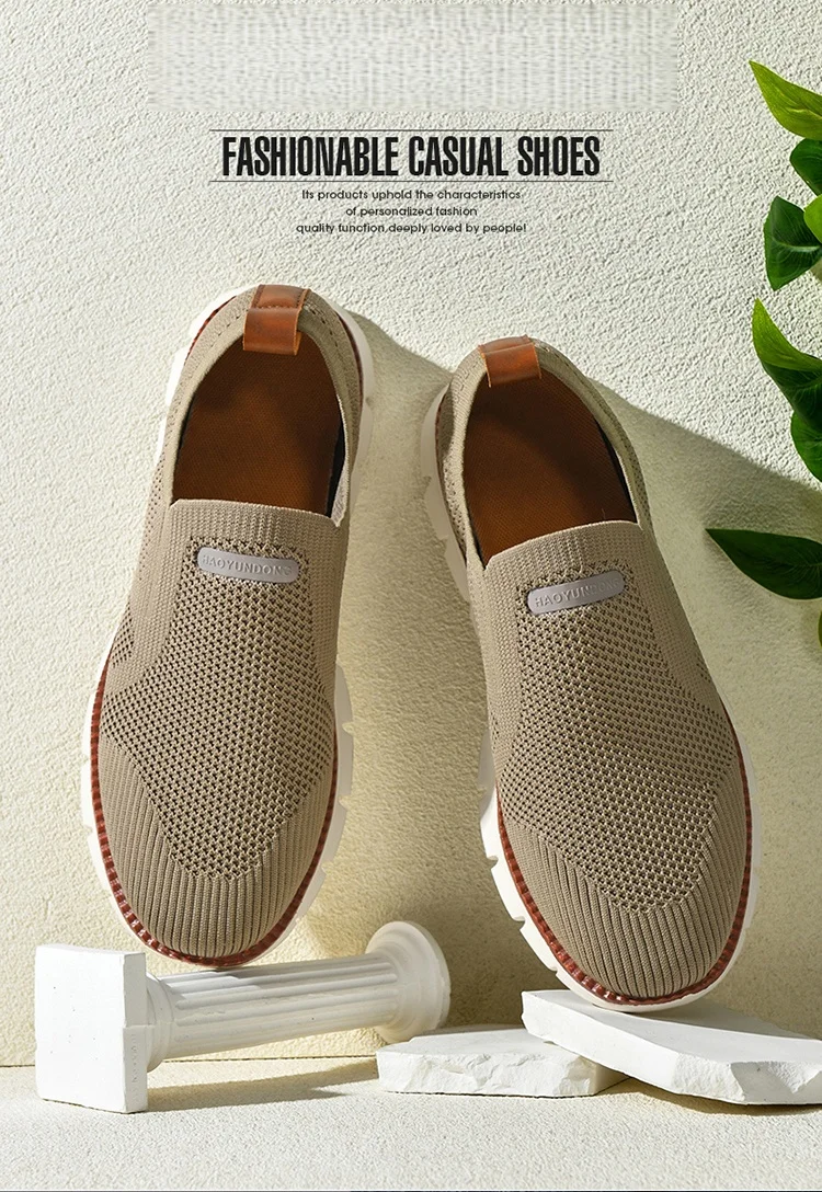 Summer New Men's Sports Shoes Breathable Mesh Cloth Shoes Outdoor Casual Shoes Men's Non-Slip Flying Woven Shoes Plus Size 50